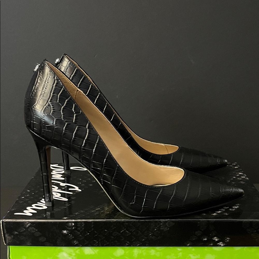 Sam Edelman Black Croc-Patterned Heels Size 6.5- NEVER WORN - Picture 4 of 7